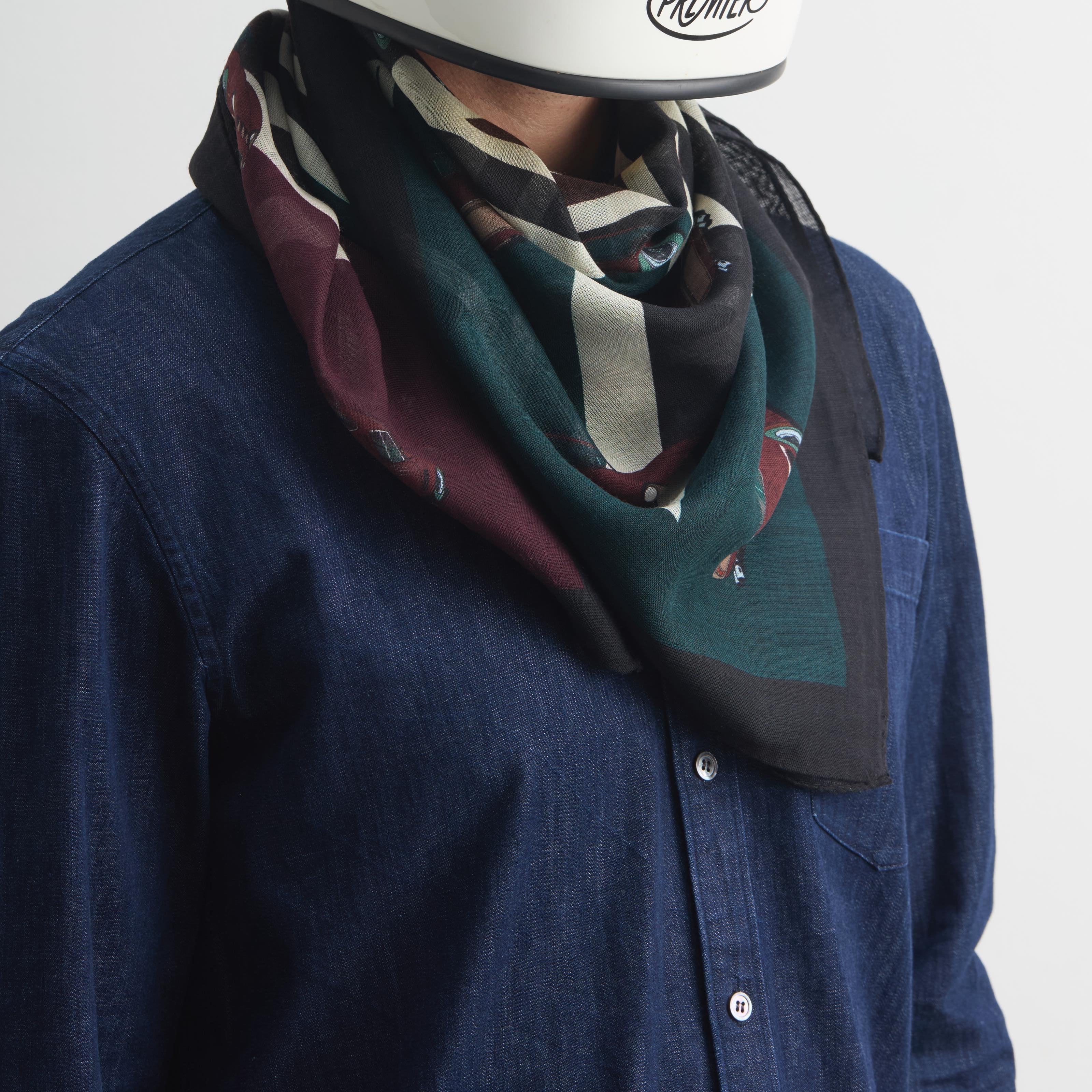 Ferrari GTO foulard in wool and silk made in Como Italy, designed by Hannibal Motors.