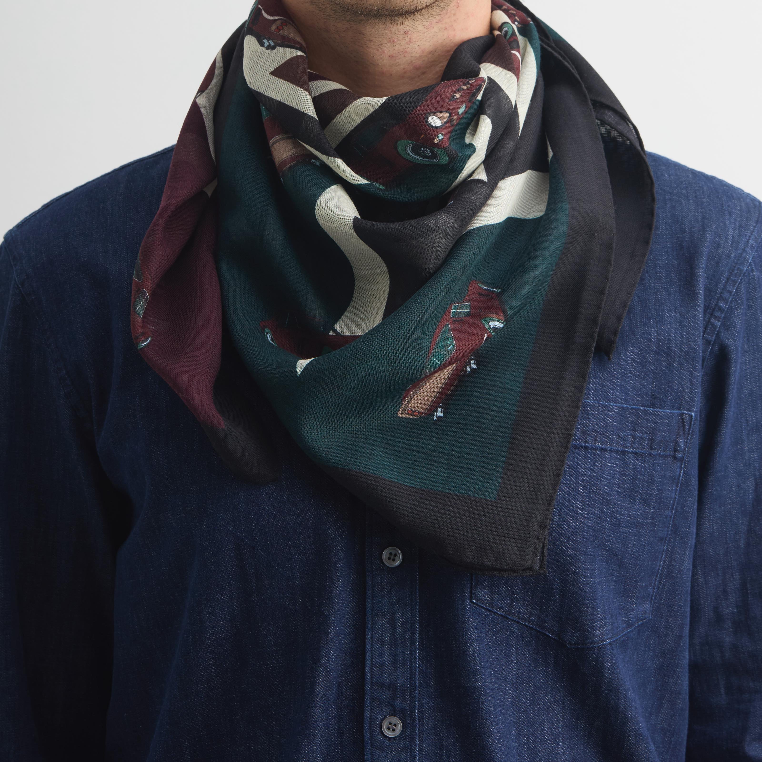 Ferrari GTO foulard in wool and silk made in Como Italy, designed by Hannibal Motors.