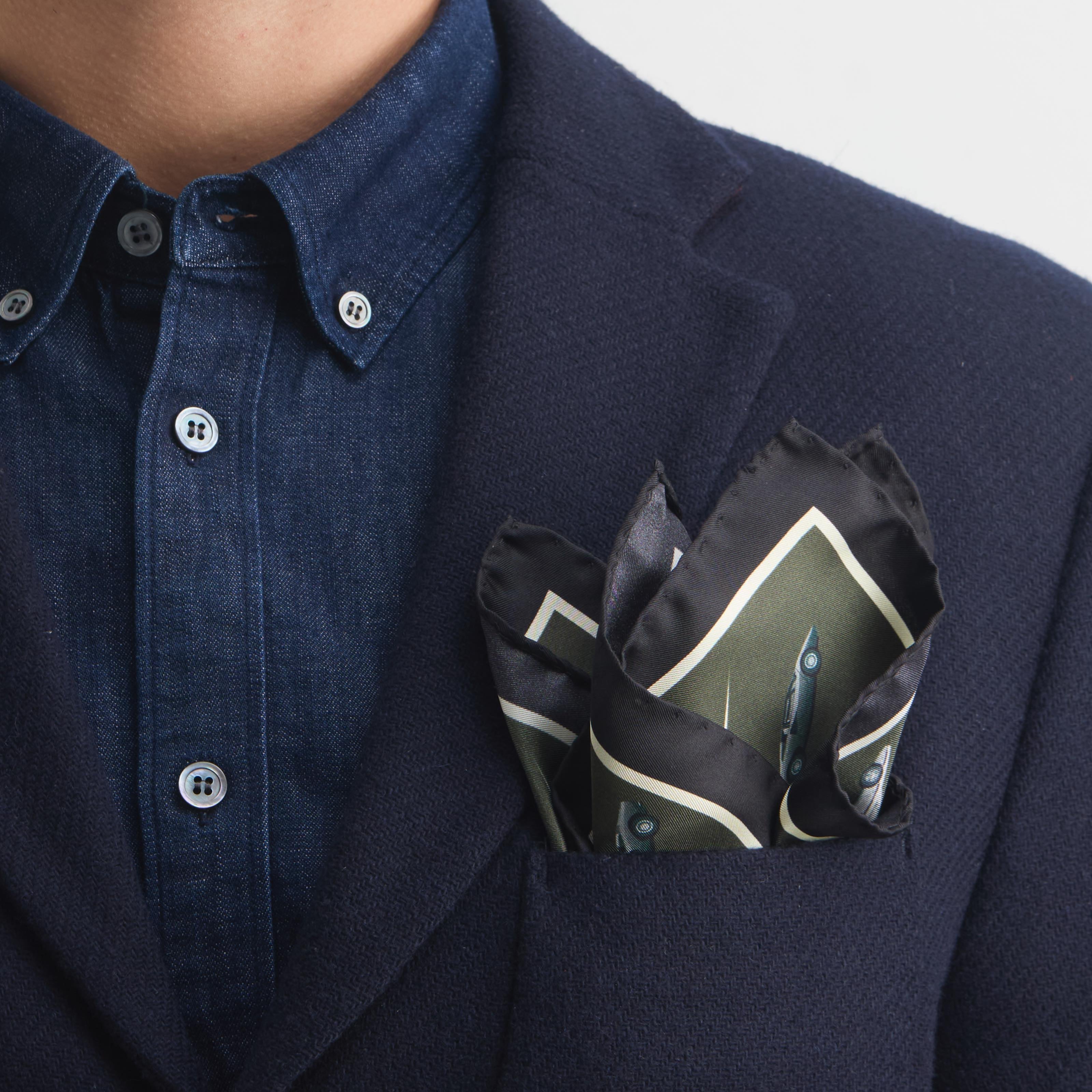 Silk Pochette Marcello Gandini produced in Como Italy, designed by Hannibal Motors.